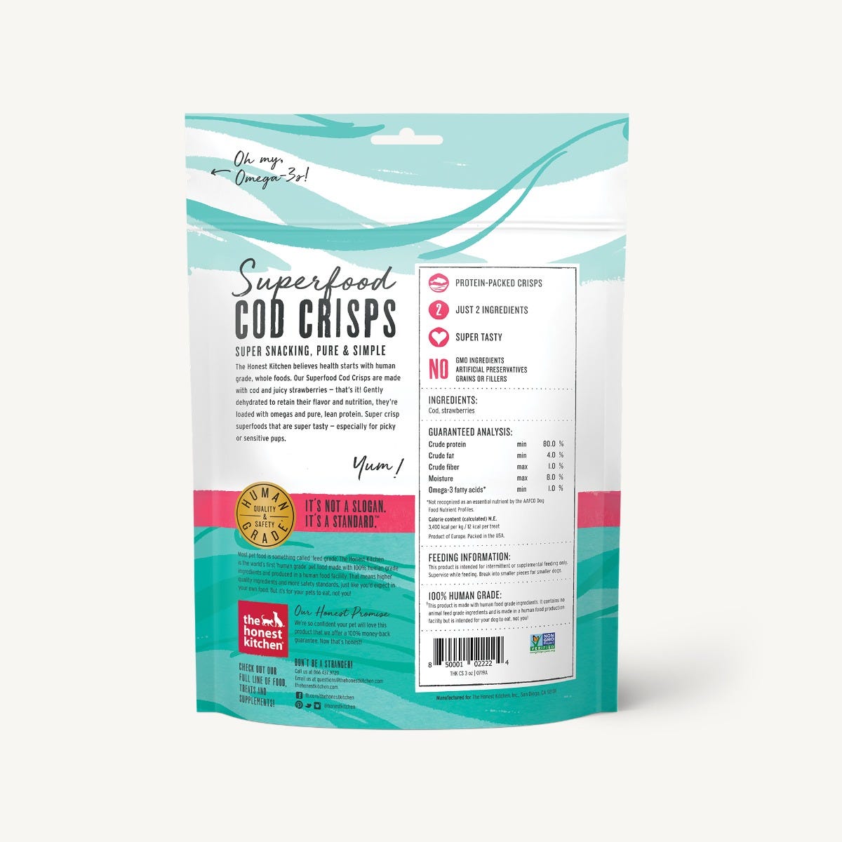 The Honest Kitchen - Superfood Cod Crisps - Cod & Strawberry